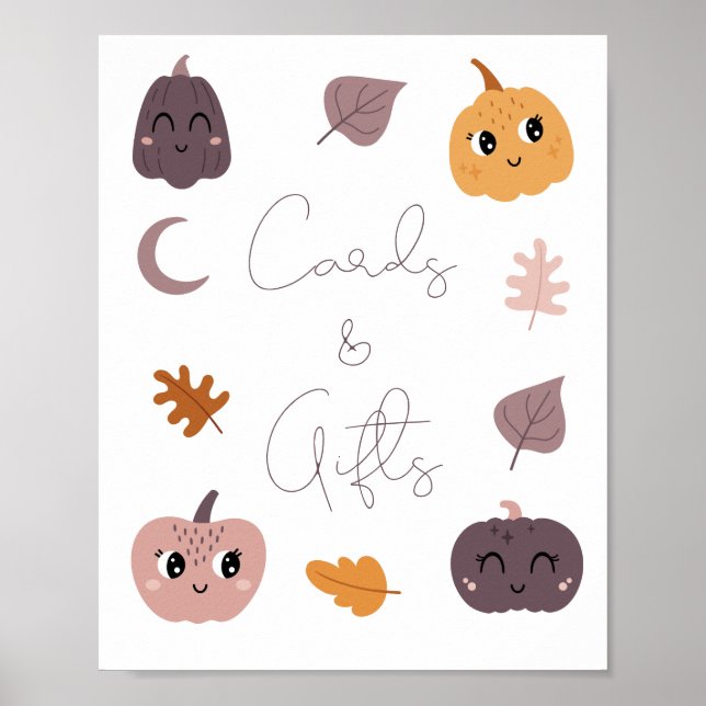 Affiche Un Petit Baby shower Citrouille Cartes Et Cadeaux (Devant)
