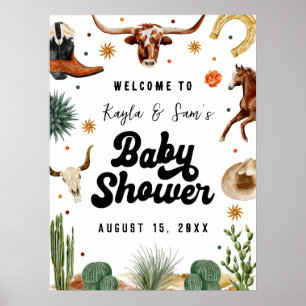 Affiche Un Petit Baby shower Cowboy