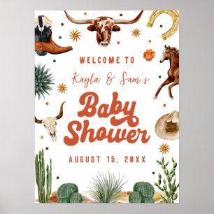 Affiche Un Petit Baby shower Cowboy