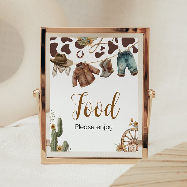 Affiche Un Petit Baby shower Cowboy (A Little Cowboy Baby Shower Food Sign)