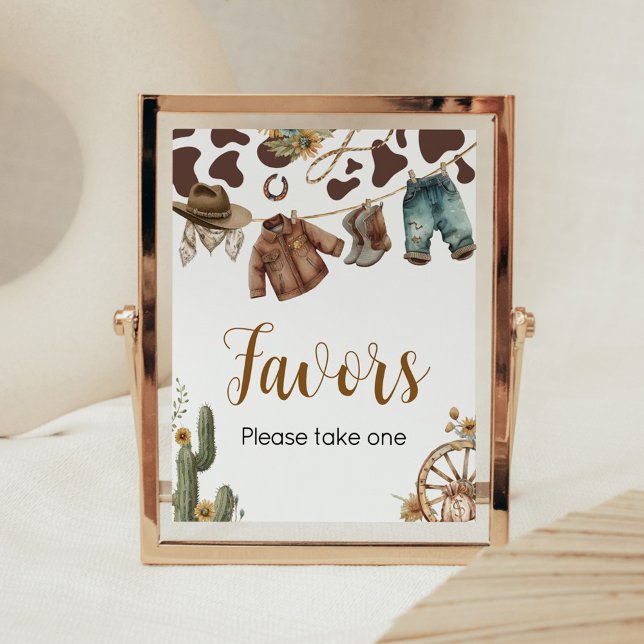 Affiche Un Petit Baby shower Cowboy Privilégie (A Little Cowboy Baby Shower Favors Sign)