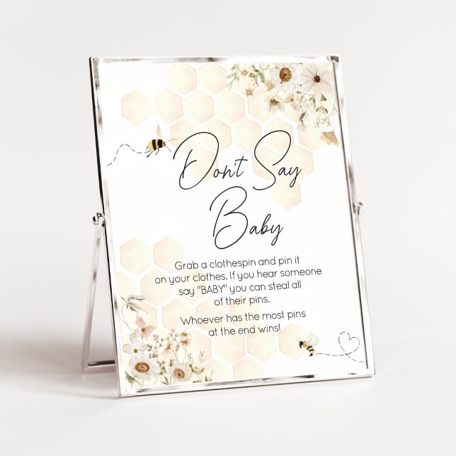 Affiche Un petit Baby shower d'abeilles au miel ne dites p (As Sweet as can Bee Baby Shower Don't Say Baby Sign)