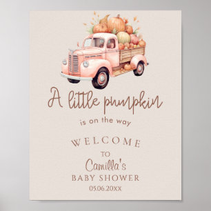 Affiche Un Petit Baby shower De Camion Rose Citrouille Bie