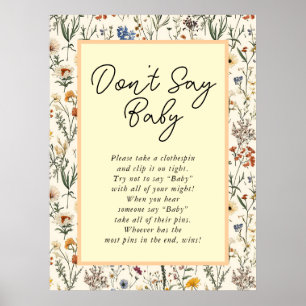 Affiche Un petit Baby shower de fille Fleur sauvage