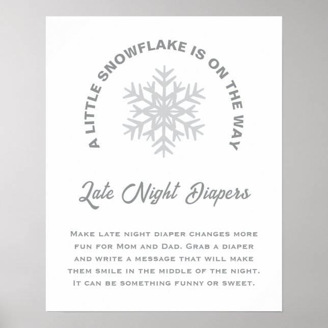 Affiche Un Petit Baby shower De Flocon De Neige Diapositiv (Devant)