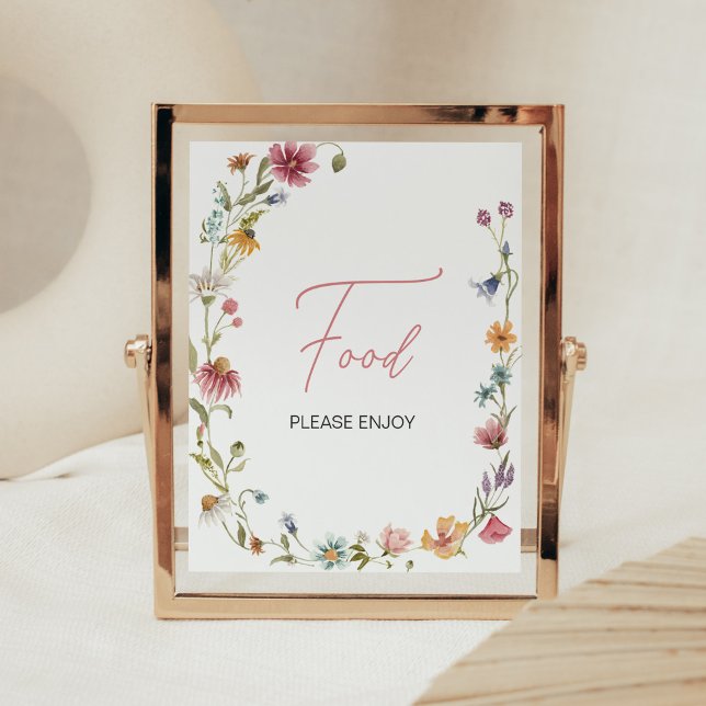 Affiche Un Petit Baby shower Fleur sauvage (Wildflower is on the way Baby Shower Food Sign)