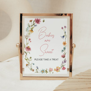 Affiche Un petit Baby shower Fleur sauvage Les bébés sont