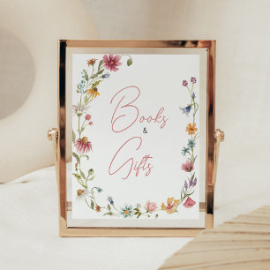 Affiche Un petit Baby shower Fleur sauvage Livres et Cadea