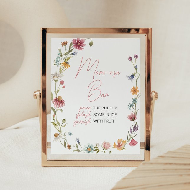 Affiche Un Petit Baby shower Fleur sauvage Maman Osa Bar (Wildflower is on the way Baby Shower Mom Osa Bar Sign)