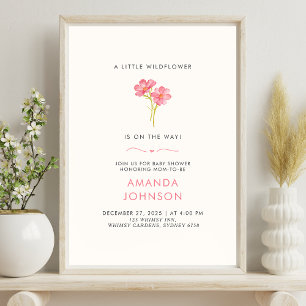 Affiche Un petit bébé Fleur sauvage dans le Baby shower en