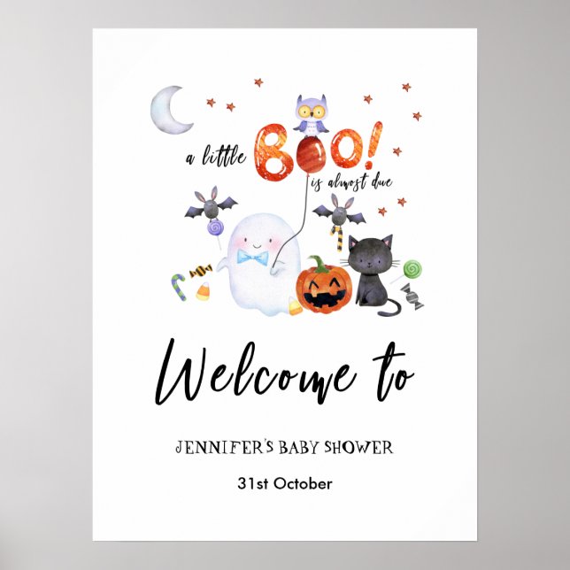 Affiche Un Petit Boo Halloween Baby shower Mousse (Devant)