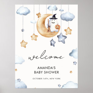 Affiche Un Petit Boo Moon Stars Baby shower Bienvenue