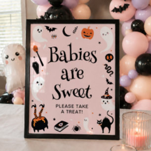 Affiche Un petit cadeau pour bébé fille Halloween Shower