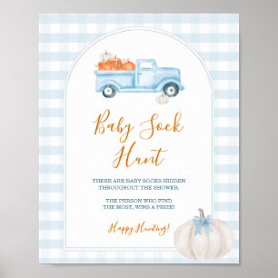 Affiche Un Petit Camion Bleu Citrouille En vichy Chasse au