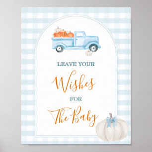 Affiche Un Petit Camion Bleu Citrouille Laissez Vos Voeux
