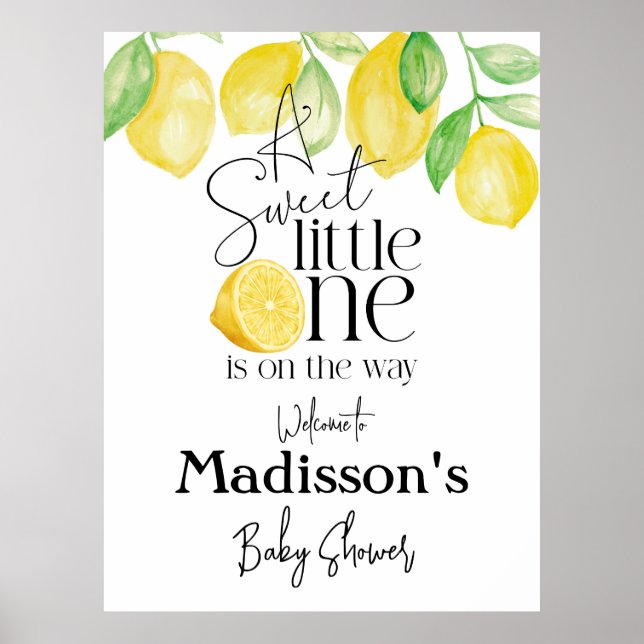 Affiche Un petit chic, thème citron, Baby shower (Devant)