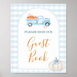 Affiche Un petit Citrouille Blue Truck Baby shower Livre d