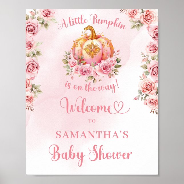 Affiche Un petit citrouille est sur le chemin rose et or s (Devant)