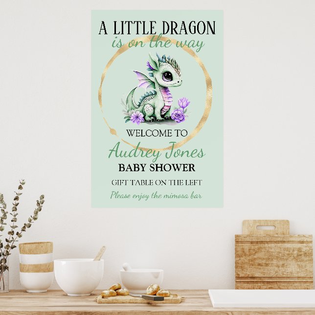 Affiche Un Petit Dragon Se Trouve Sur Le Chemin Du Baby sh (Cuisine)