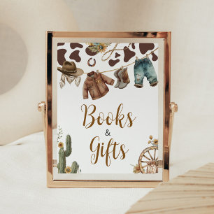 Affiche Un petit garçon Baby shower livres et cadeaux