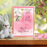 Affiche Un Petit Lapin Doux Est En Chemin De Baby shower<br><div class="desc">"A Sweet Little Bunny Is On The Way" rose fille baby shower design composite par Holiday Hearts Designs.</div>