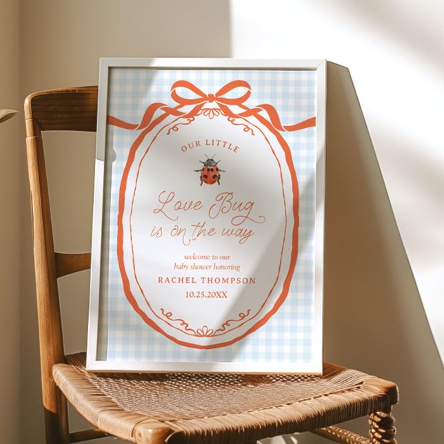 Affiche Un Petit Love Bug En Route Gingham Baby Shower (Créateur téléchargé)