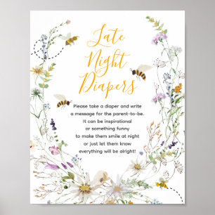 Affiche Un Petit Miel Abeille Fleur sauvage Late Night Dia
