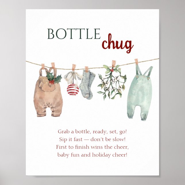 Affiche Un petit Noël joyeux, vêtements, bouteille, chug (Devant)