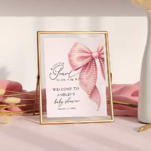 Affiche Un petit nœud rose perle pour la bienvenue de la b