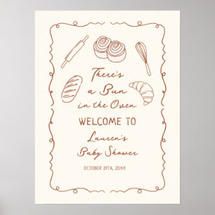 Affiche Un petit pain dans le Baby shower de boulangerie a