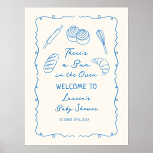Affiche Un petit pain dans le four Baby shower de boulange