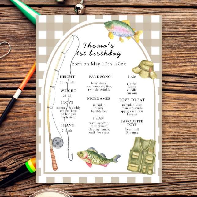 Affiche Un petit pêcheur Premier anniversaire Jalon (Créateur téléchargé)