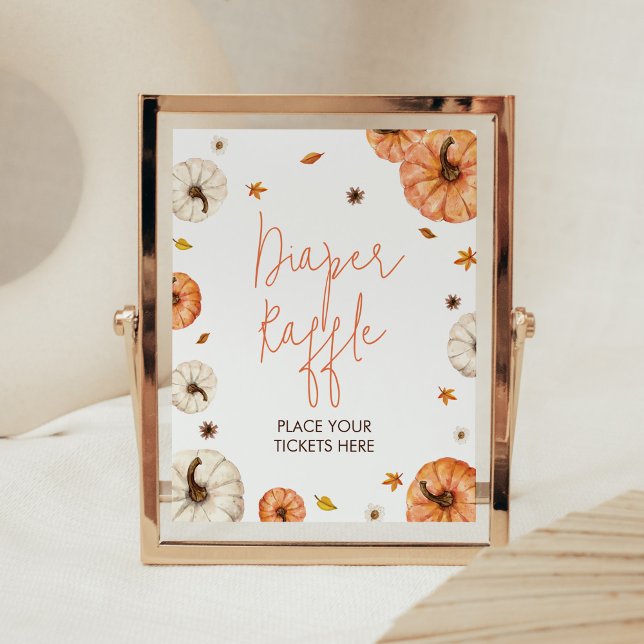 Affiche Un Petit Raffin De Baby shower Citrouille (Fall Pumpkin Baby Shower Diaper Raffle Sign)