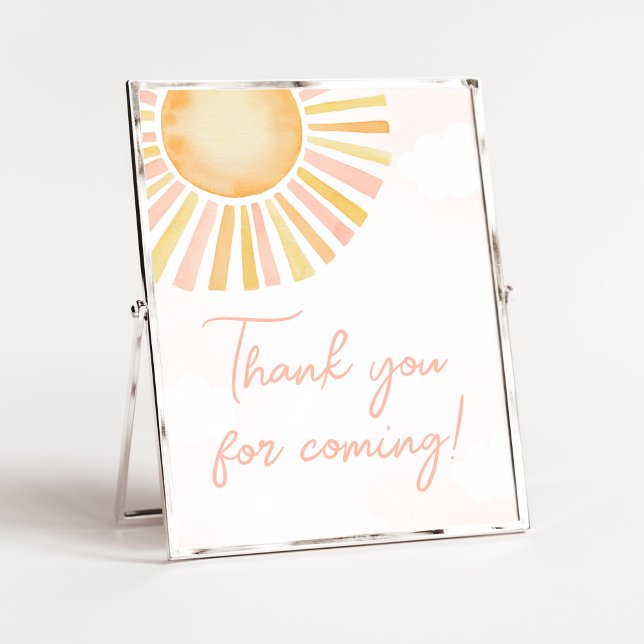 Affiche Un petit rayon de Merci solaire pour venir (You Are My Sunshine Baby Shower Thank you for Coming Sign)