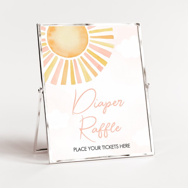Affiche Un petit rayon de soleil Baby shower Déchets Raffl (You Are My Sunshine Baby Shower Diaper Raffle Sign)