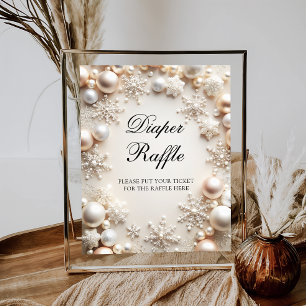 Affiche Un Petit Snowflake Boho Baby shower Diaper Raffin