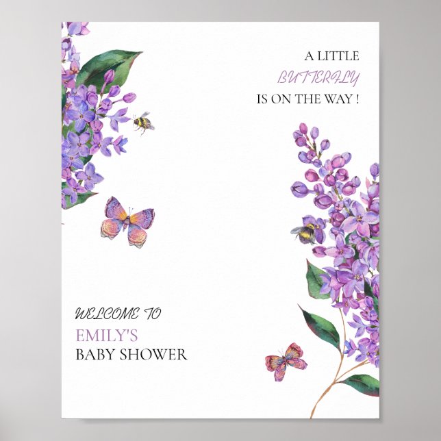 Affiche Un peu d'amour dans un bocal Baby shower papillon (Devant)