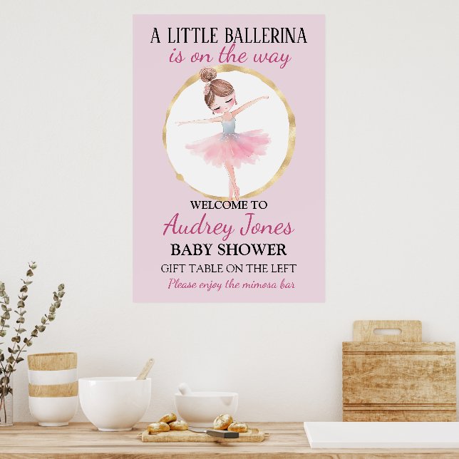Affiche Un Peu De Ballerina Est En Route Baby shower (Cuisine)
