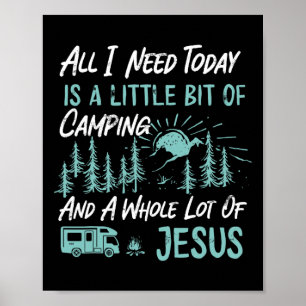 Affiche Un peu de camping et Jésus caravane camping-car