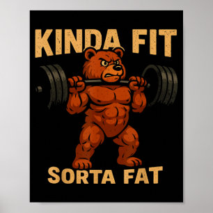 Affiche Un peu en forme assez gros ours de dessin animé fo