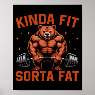 Affiche Un peu en forme plutôt gras ours de gym drôle d'ha