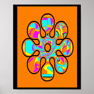 Affiche Un Peu Hippie. Motif de fleurs. Couleur brillante