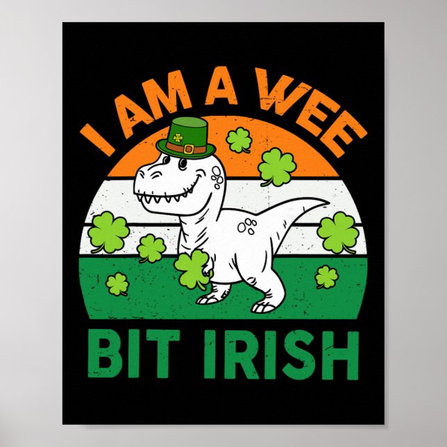 Affiche Un peu irlandais St Patrick Jour Dinosaure Tout-Pe (Devant)