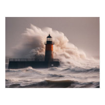 Un phare entouré de vagues