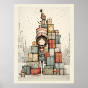 Affiche Un Pile De Cadeaux De Noël