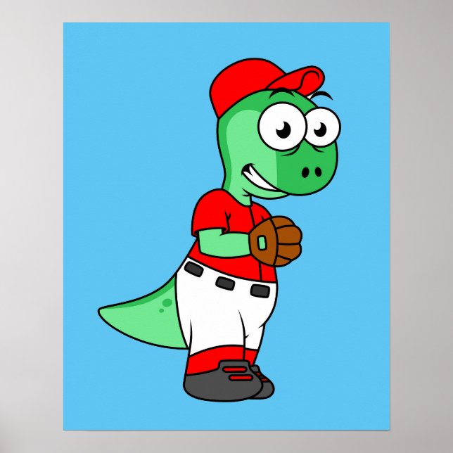 Affiche Un Pitcher De Baseball Pachycephalosaurus. (Devant)