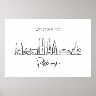 Affiche Un Plan En Ligne Continu De Pittsburgh Skyline