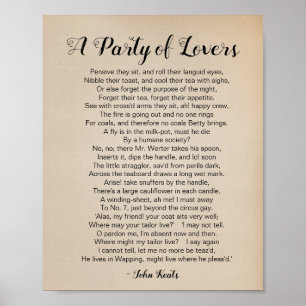 Affiche Un poème de Party of Lovers de John Keats Vintage