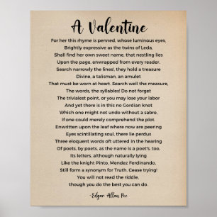 Affiche Un poème de Saint-Valentin par Edgar Allan Poe Pos