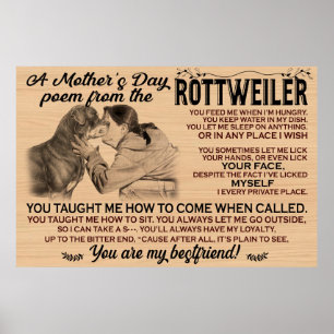 Affiche Un poème du jour de la mère de rottweiler